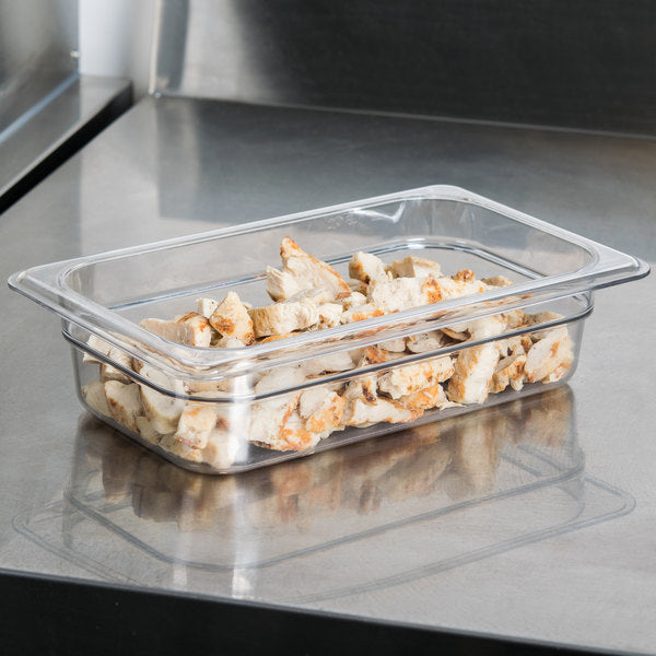 Camwear Polycarbonate Food Pan 1/4 Size 2.5" Deep Clear