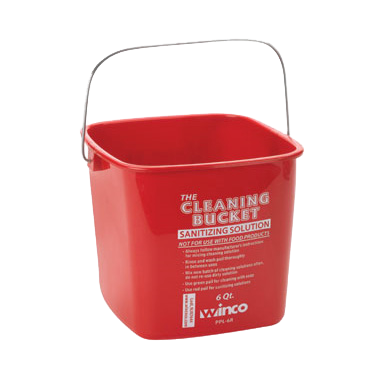 Cleaning Bucket for Sanitizing Solution Red Polypropylene 6 qt.