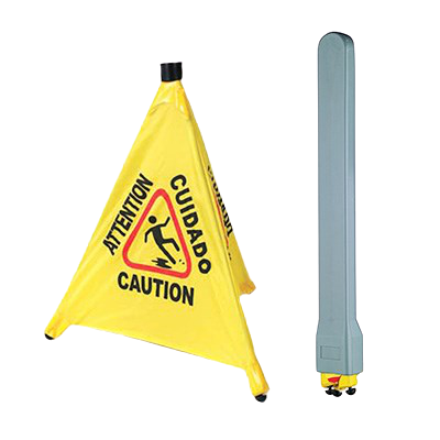 Floor Sign Set with Pop-Up Caution Cone & Wall-Mount Storage Tube