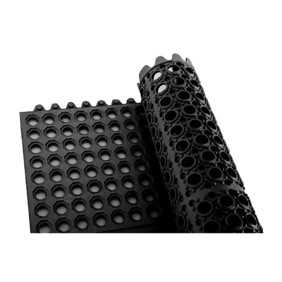 Floor Mat Black Anti-Fatigue Rubber Interlocking 3' x 3' x 1/2" Thick