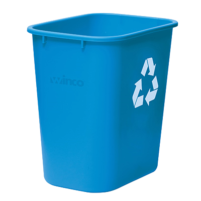 Wastebasket 28 qt. Blue "Recycle" LDPE 14-5/8"W x 10-1/4"D x 15"H