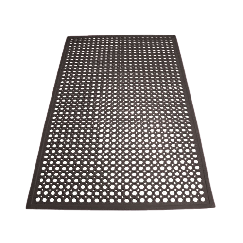 Floor Mat Anti-Slip & Anti-Fatigue Black Rubber 3' x 5' x 1/2"