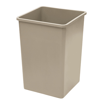 Trash Can 35 Gallon Beige LDPE 19-1/2"W x 27-5/8"H
