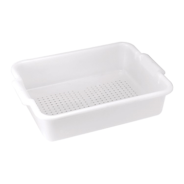 Bus Box Perforated BPA Free White Polypropylene 21-1/4"L x 15-3/8"W x 4-7/8"H