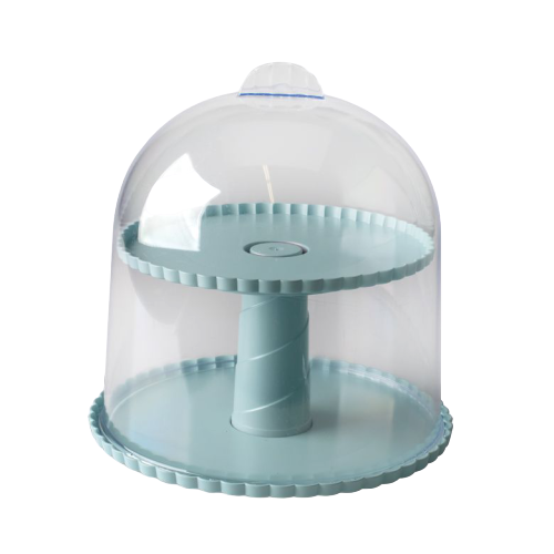 Nordic Ware 2-Tiered Dessert Stand with Clear Dome 10.13" x 10.13" x 5.38" Blue BPA-Free and Melamine Free Plastic