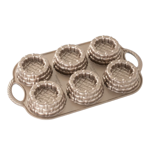 Nordic Ware Shortcake Baskets Pan 3 Cups Golden Brown Cast Aluminum