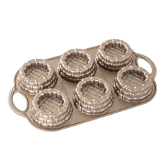 Nordic Ware Shortcake Baskets Pan 3 Cups Golden Brown Cast Aluminum