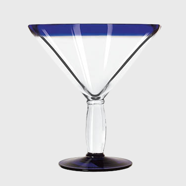 Libbey Aruba Martini Glass w/ Cobalt Blue Rim & Base 24 oz.