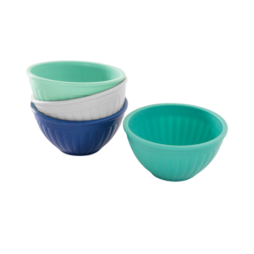 Nordic Ware 4-Piece Prep & Serve Mini Bowl Four 1-Cups Navy White Aqua Mint BPA and Melamine Free High-Heat Plastic