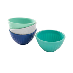 Nordic Ware 4-Piece Prep & Serve Mini Bowl Four 1-Cups Navy White Aqua Mint BPA and Melamine Free High-Heat Plastic