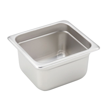 Steam Table Pan 1/6 Size 22 Gauge Heavy Weight 18/8 Stainless Steel 6-7/8" x 6-5/16" x 4"