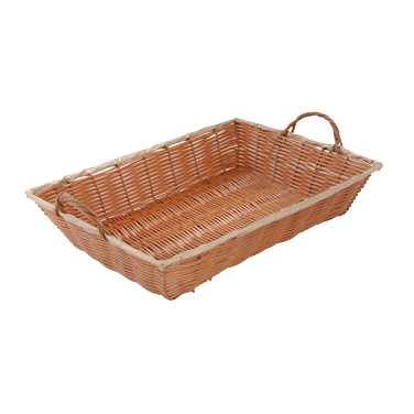 Woven Basket with Handles Rectangular Polypropylene 16" x 11" x 3"H