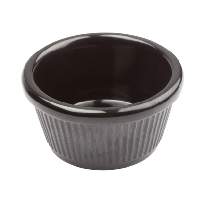 Ramekin Fluted 3 oz. Black Melamine - One Dozen