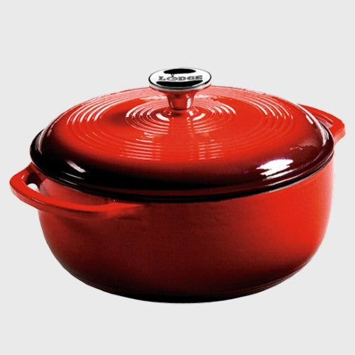 Lodge Porcelain Enameled Cast Iron Dutch Oven Red 4.5 Qt.