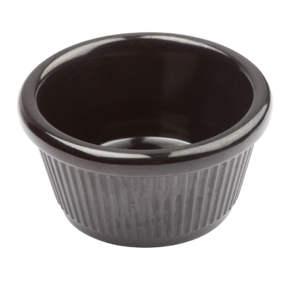 Ramekin Fluted 4 oz. Black Melamine - One Dozen