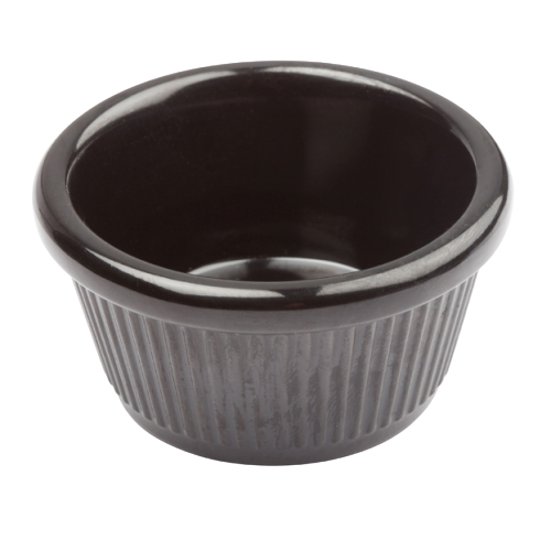 Ramekin Fluted 4 oz. Black Melamine - One Dozen