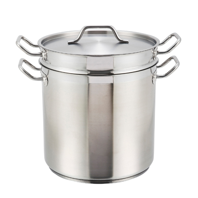 Double Boiler with Cover 20 qt. Tri-Ply Heavy Duty 18/8 Stainless Steel 11-7/8" Diameter x 11-1/2" Height