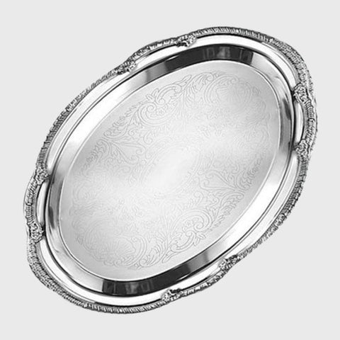 Affordable Elegance™ Chrome Plated Oval Serving Tray 13" D