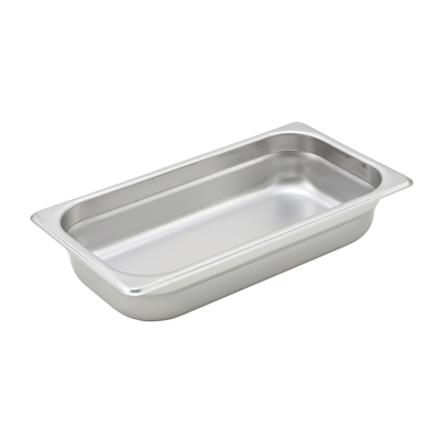 Steam Table Pan 1/3 Size 22 Gauge Heavy Weight 18/8 Stainless Steel 6-7/8" x 12-3/4" x 2-1/2"