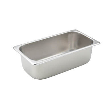 Steam Table Pan 1/3 Size Straight Sided 25 Gauge 18/8 Stainless Steel 6-7/8" x 12-3/4" x 4"