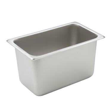 Steam Table Pan 1/4 Size Straight Sided 25 Gauge 18/8 Stainless Steel 10-5/6" x 6-5/16" x 6"