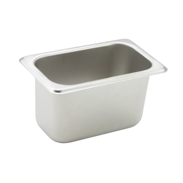Steam Table Pan 1/9 Size Straight Sided 25 Gauge 18/8 Stainless Steel 6-3/4" x 4-1/4" x 4"