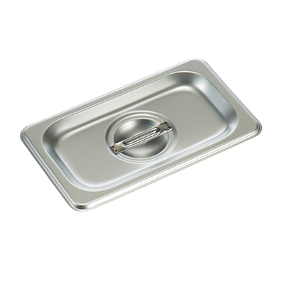 Steam Table Pan Cover with Handle 1/9 Size 25 Gauge Standard Weight 18/8 Stainless Steel
