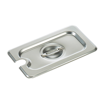 Steam Table Pan Cover with Handle 1/9 Size Slotted 25-Gauge Standard Weight 18/8 Stainless Steel