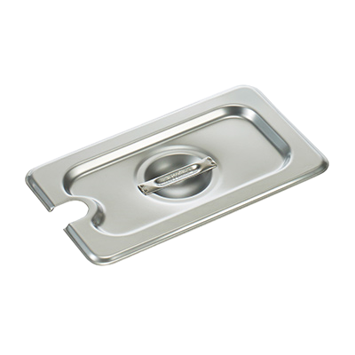Browne 575599 Stainless Steel Notched Steam Table Pan Cover with Handle, 1/9 Size