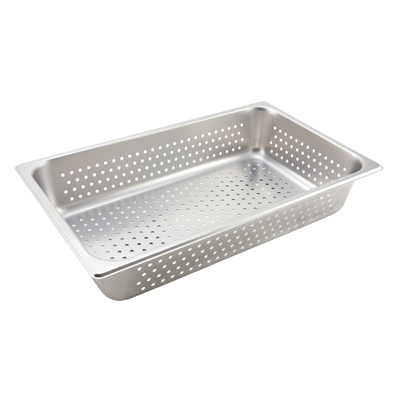 Steam Table Pan Full Size Perforated 25 Gauge Stainless Steel 4" Deep