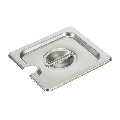 Steam Table Pan Cover with Handle 1/6 Size Slotted 25-Gauge Standard Weight 18/8 Stainless Steel