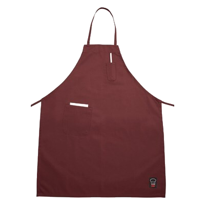 Bib Apron With (2) Pockets Burgundy 65/35 Poly-Cotton Blend Full-Length 33"L X 26"W