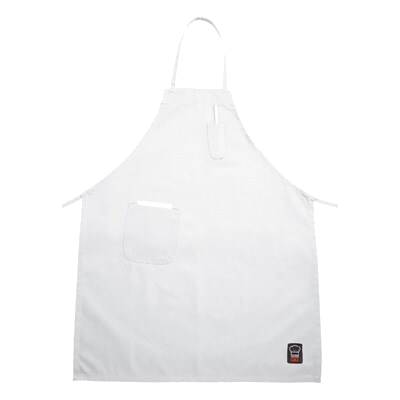 Bib Apron With (2) Pockets White 65/35 Poly-Cotton Blend Full-Length 33" x 26"