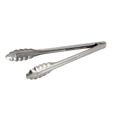 Utility Tongs Scalloped Edge Heavy Weight 0.9 mm Stainless Steel 12"