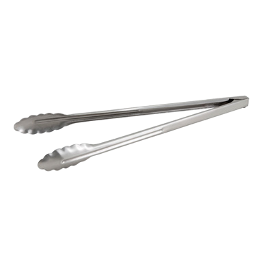 Utility Tongs Scalloped Edge Heavy Weight 0.9 mm Stainless Steel 16"