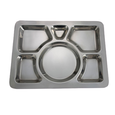 Mess Tray Style A 6 Compartments Rectangular Stainless Steel 15-1/2" x 11-1/2"