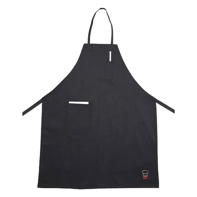 Bib Apron With (2) Pockets Black 65/35 Poly-Cotton Blend Full-Length 33"L x 26"W