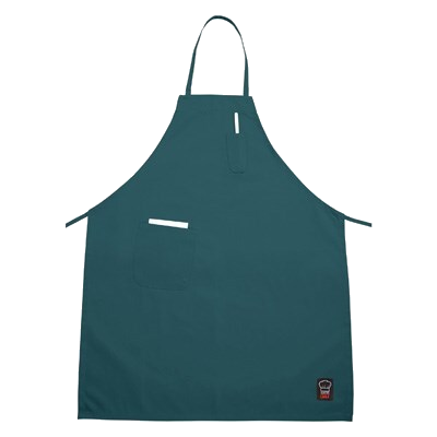 Bib Apron With (2) Pockets Green 65/35 Poly-Cotton Blend Full-Length 33"L x 26"W