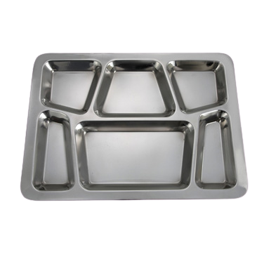 Mess Tray Style B 6 Compartments Rectangular Stainless Steel 15-1/2" x 11-1/2"