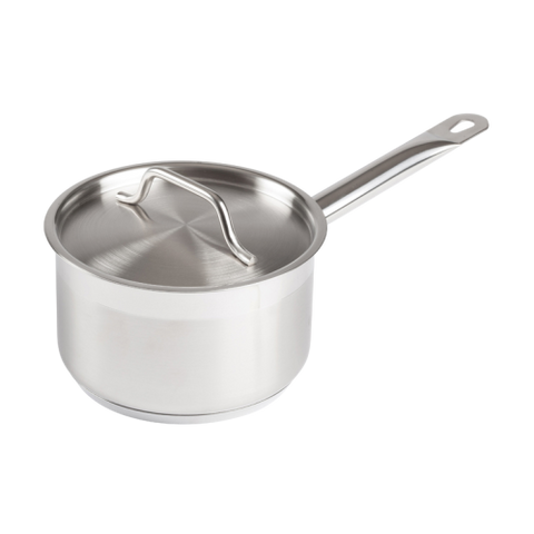 Premium Induction Sauce Pan with Cover 2 qt. Tri-Ply Heavy Duty 18/8 Stainless Steel 6-3/8" Diameter x 3-3/4" Height