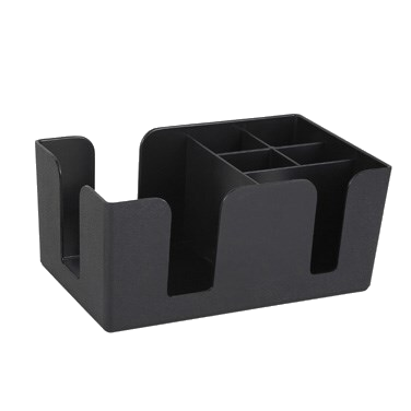 Bar Caddy Black 6-Compartment Plastic 9.50"L x 5.75"W x 4.13"H