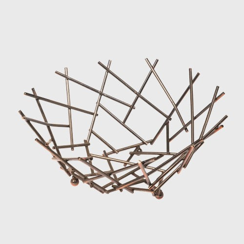 American Metalcraft Inc. Round Brushed Copper Thatch Basket 8" D