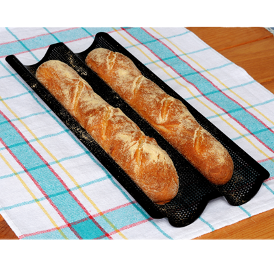 Harold French Bread Pan 15.25" x 6.25" x 1" Black Non-Stick Silicon Coated Carbon Steel