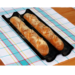 Harold French Bread Pan 15.25" x 6.25" x 1" Black Non-Stick Silicon Coated Carbon Steel