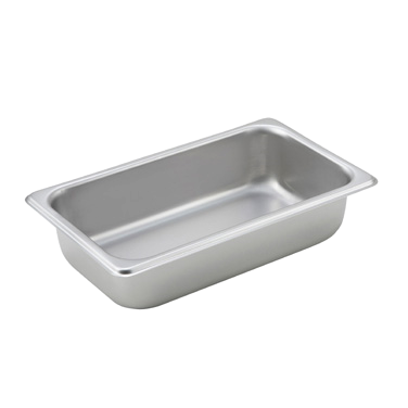 Steam Table Pan 1/4 Size Straight Sided 25 Gauge 18/8 Stainless Steel 10-5/6" x 6-5/16" x 2-1/2"