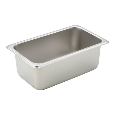 Steam Table Pan 1/4 Size Straight Sided 25 Gauge 18/8 Stainless Steel 10-5/6" x 6-5/16" x 4"
