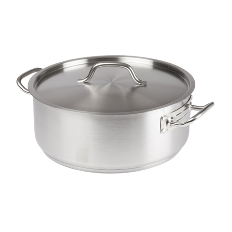 Premium Induction Brazier with Cover 20 qt. Tri-Ply Heavy Duty 18/8 Stainless Steel 15-3/4" Diameter x 6" Height