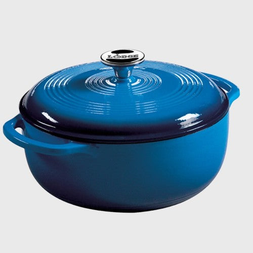 Lodge Porcelain Enameled Cast Iron Dutch Oven Blue 4.5 Qt.