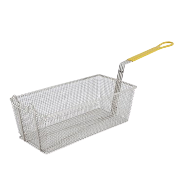 Fryer Basket Yellow Plastic Handle Nickel Plated 17"L x 8-3/8"W x 6"H