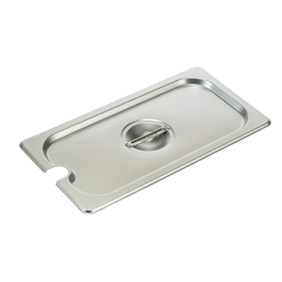 Steam Table Pan Cover with Handle 1/3 Size Slotted 25-Gauge Standard Weight 18/8 Stainless Steel